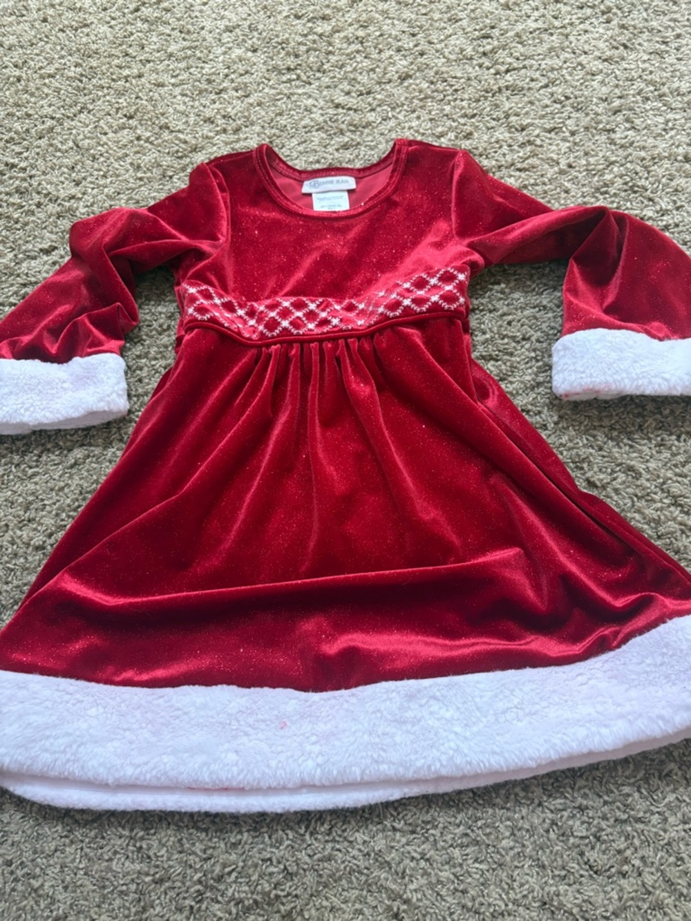 Bonnie Jean 4t Red Velvet Holiday Nightgown with White Faux-Fur Trim